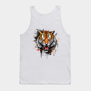 Graphic background, Tiger Tattoo Illustration of Power Tank Top